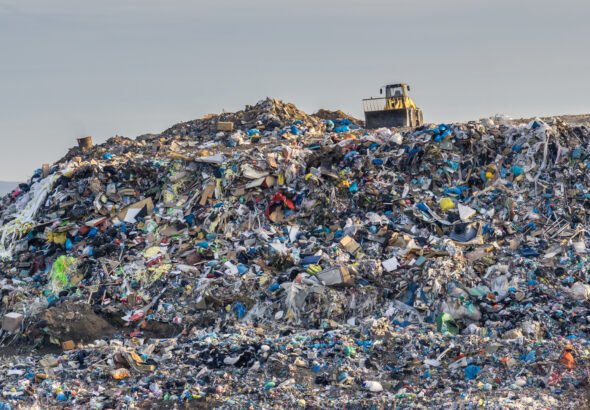 Pollution concept. Garbage pile in trash dump or landfill.